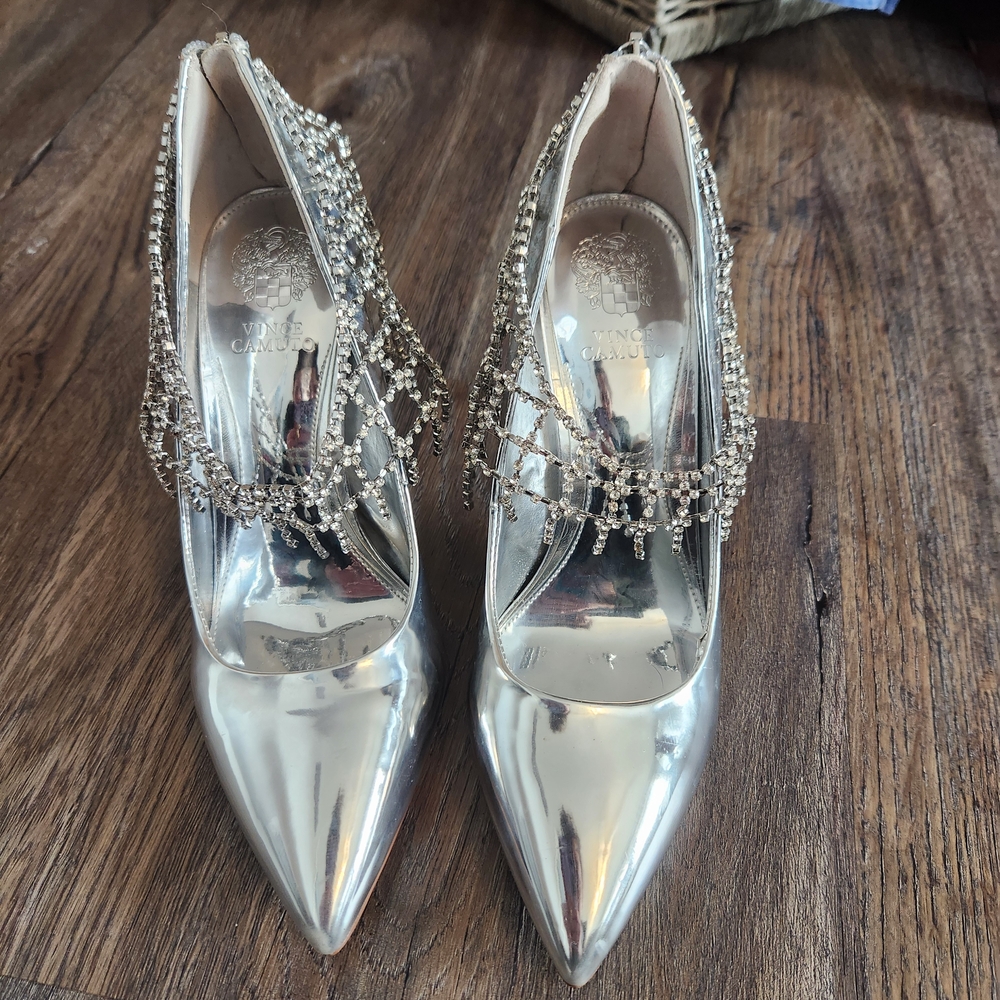 Vince Camuto Silver Stiletto Heels with Metallic Finish